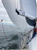 Red Sheilla under sail off the Washington Coast
